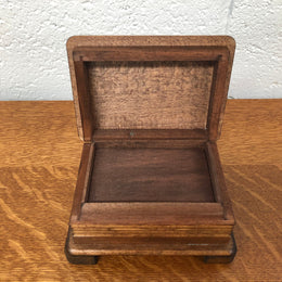Beautiful Swiss carved wooden musical trinket box. In good clean original working condition.
