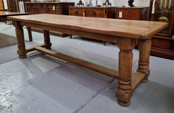French Oak Stretcher Base Farmhouse Table with Solid Turned Legs | Antique & Vintage | Moonee Ponds Antiques | Australia Wide Delivery