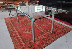 Striking & Distinctive Vintage FIAM Italia Designer Curved Edge Glass Desk | Antique & Vintage | Moonee Ponds Antiques | Australia Wide Delivery