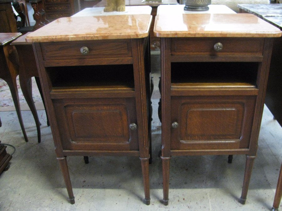 French Oak Bedside Cabinets