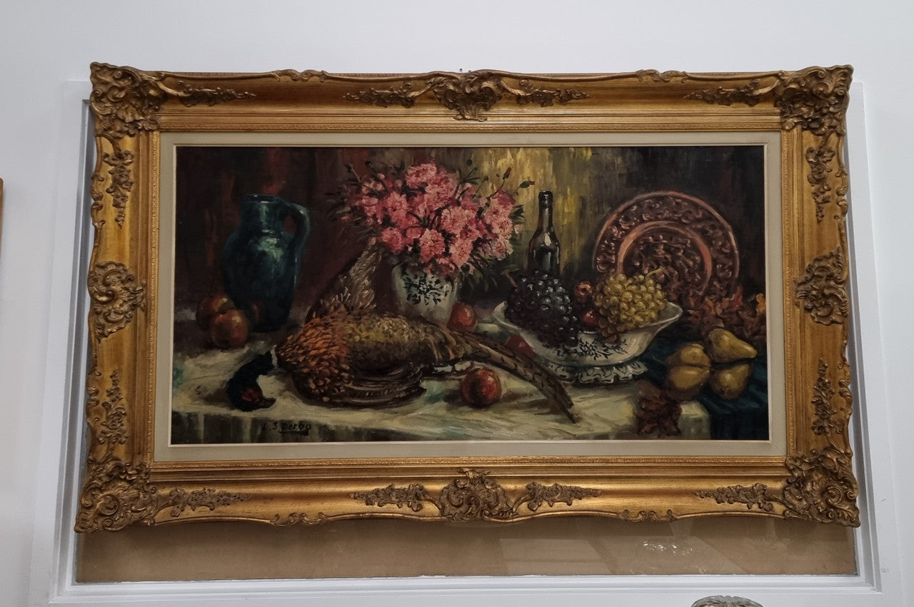 Amazing Signed Oil on Canvas "Still Life" in Gilt Frame