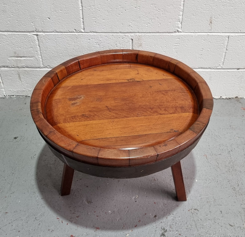 Vintage Hand Crafted barrel coffee table. It has been sourced locally and is in good original condition.