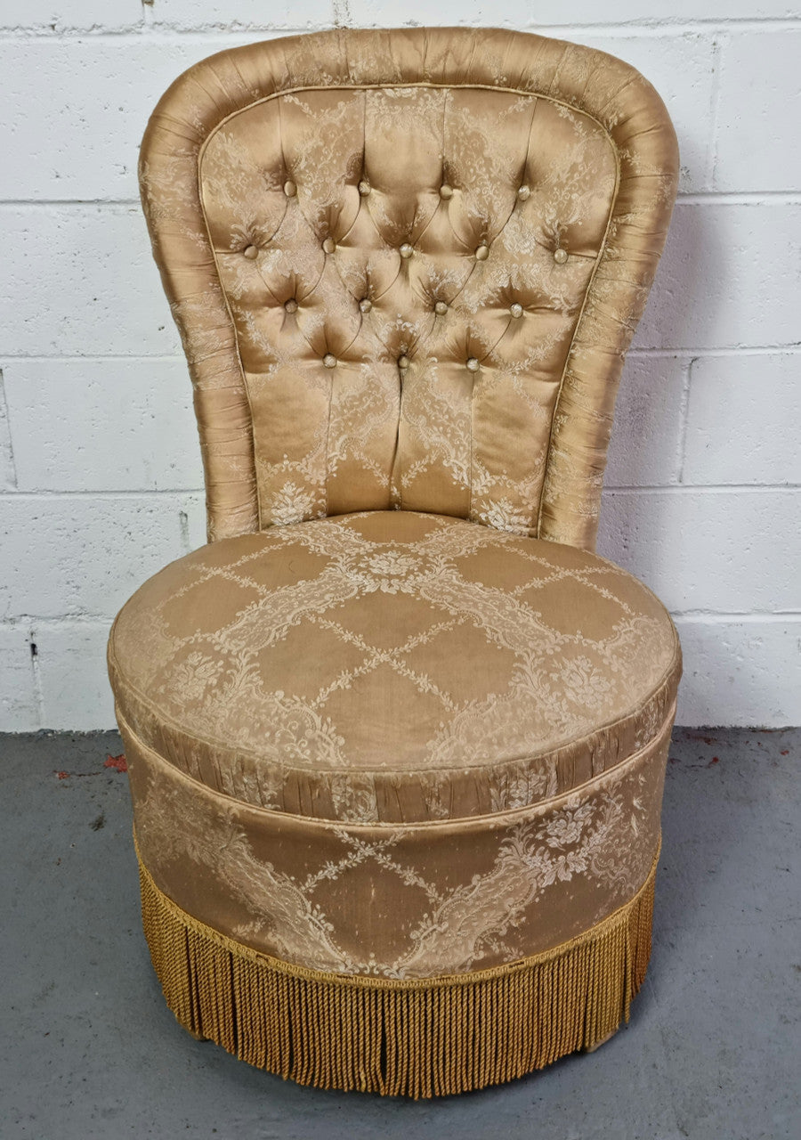 Vintage Round Upholstered Button Back Bedroom Chair | Antique & Vintage | Moonee Ponds Antiques | Australia Wide Delivery