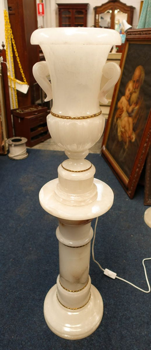 Vintage Italian Alabaster Pedestal With Urn Lamp