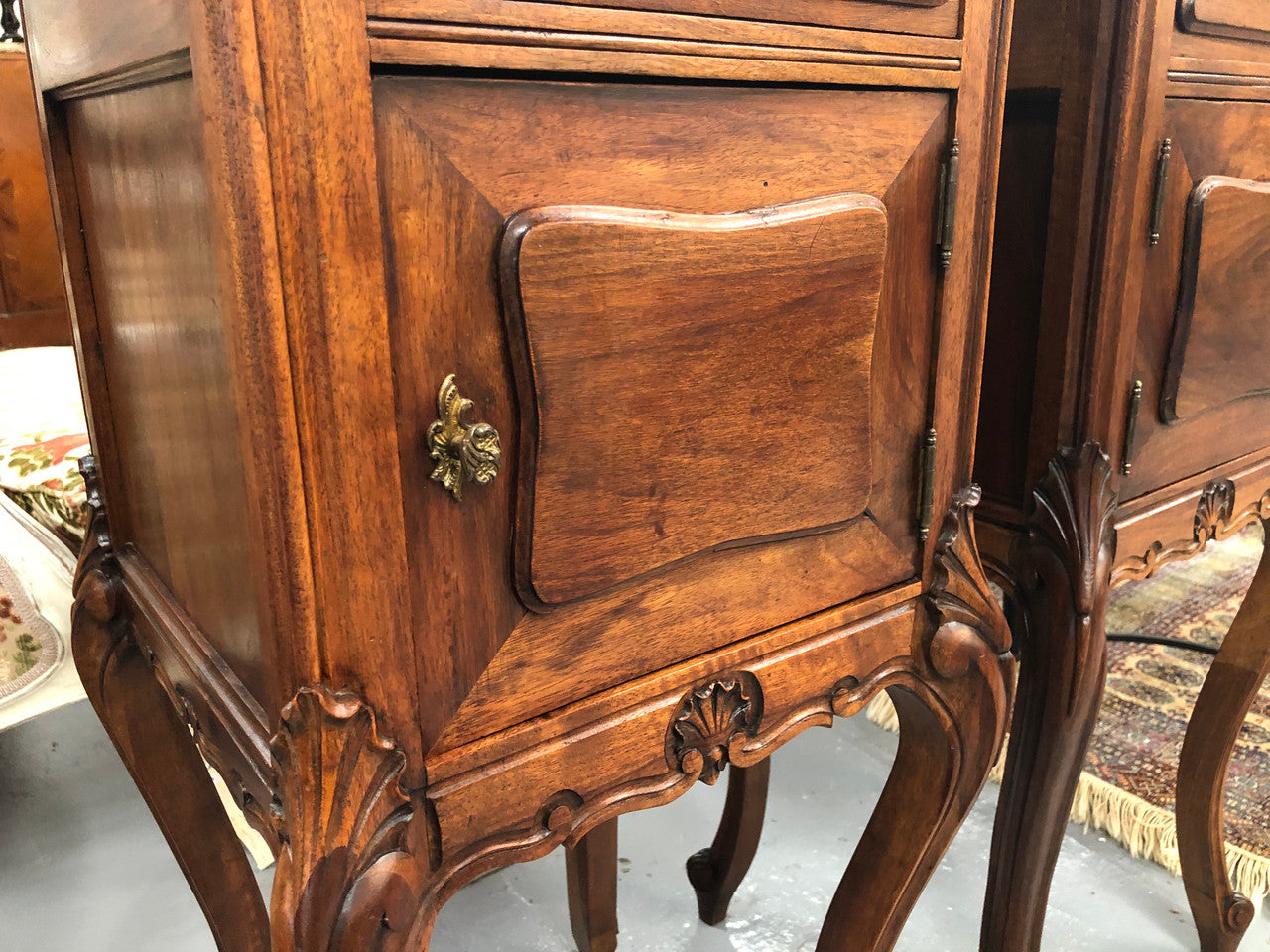 Beautiful pair of French walnut Bedside cabinets | Antique & Vintage | Moonee Ponds Antiques | Australia Wide Delivery