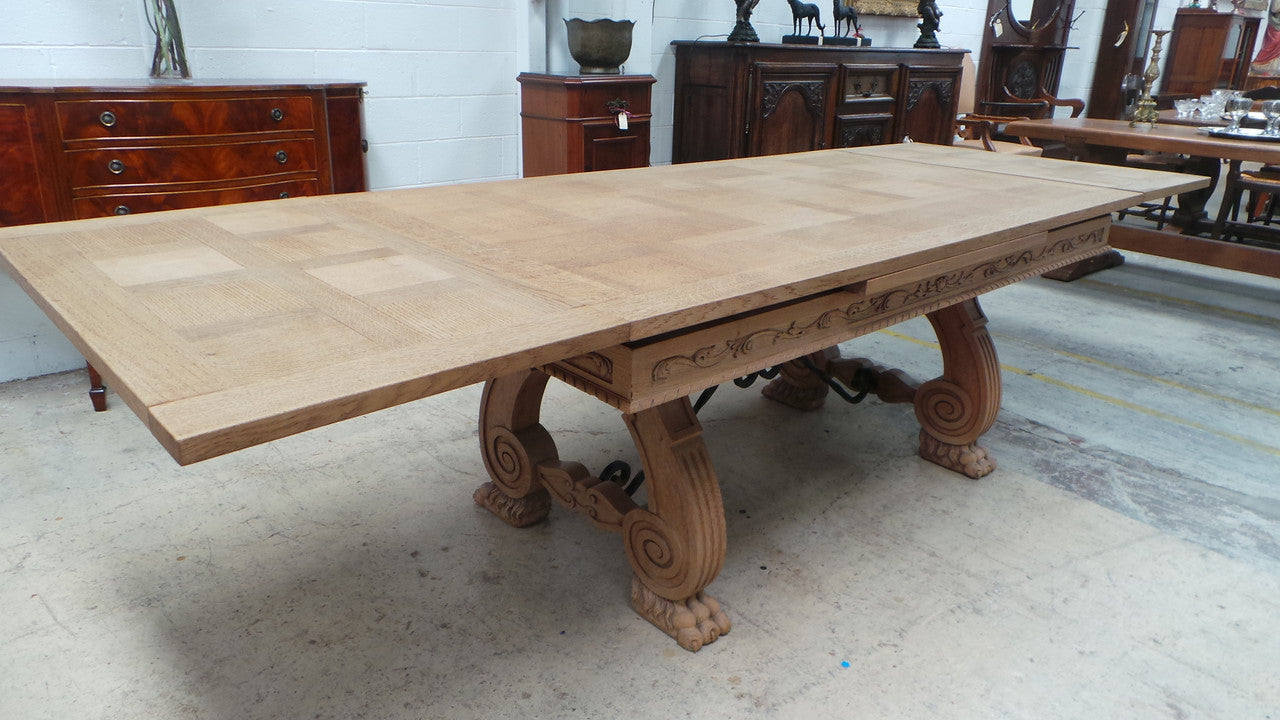 Antique French Oak Spanish Style Parquetry Top Extension Table | Antique & Vintage | Moonee Ponds Antiques | Australia Wide Delivery