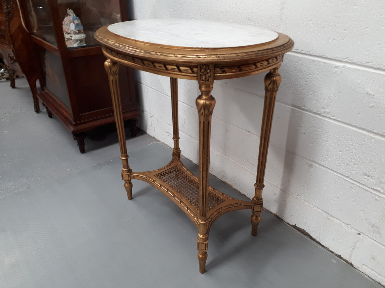 Antique French Louis XVI Style Oval Inset Marble Top & Giltwood Salon Table | Antique & Vintage | Moonee Ponds Antiques | Australia Wide Delivery