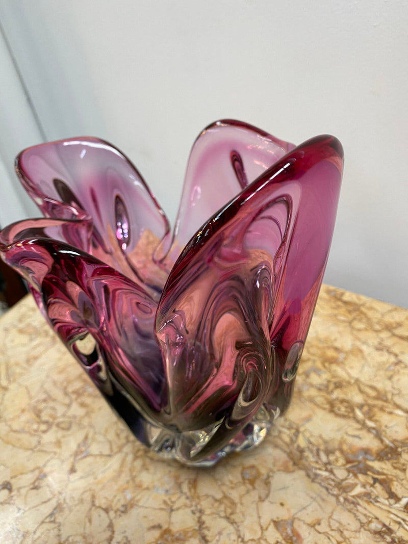 Large Vintage  Murano Three Colour Vase