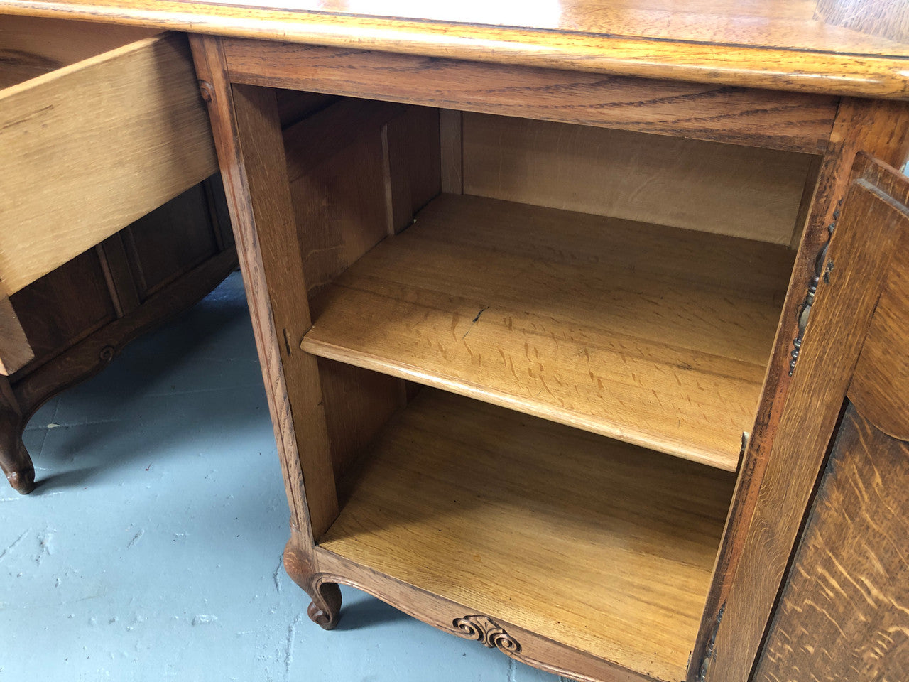 Lovely Carved French Oak Partners Desk | Antique & Vintage | Moonee Ponds Antiques | Australia Wide Delivery