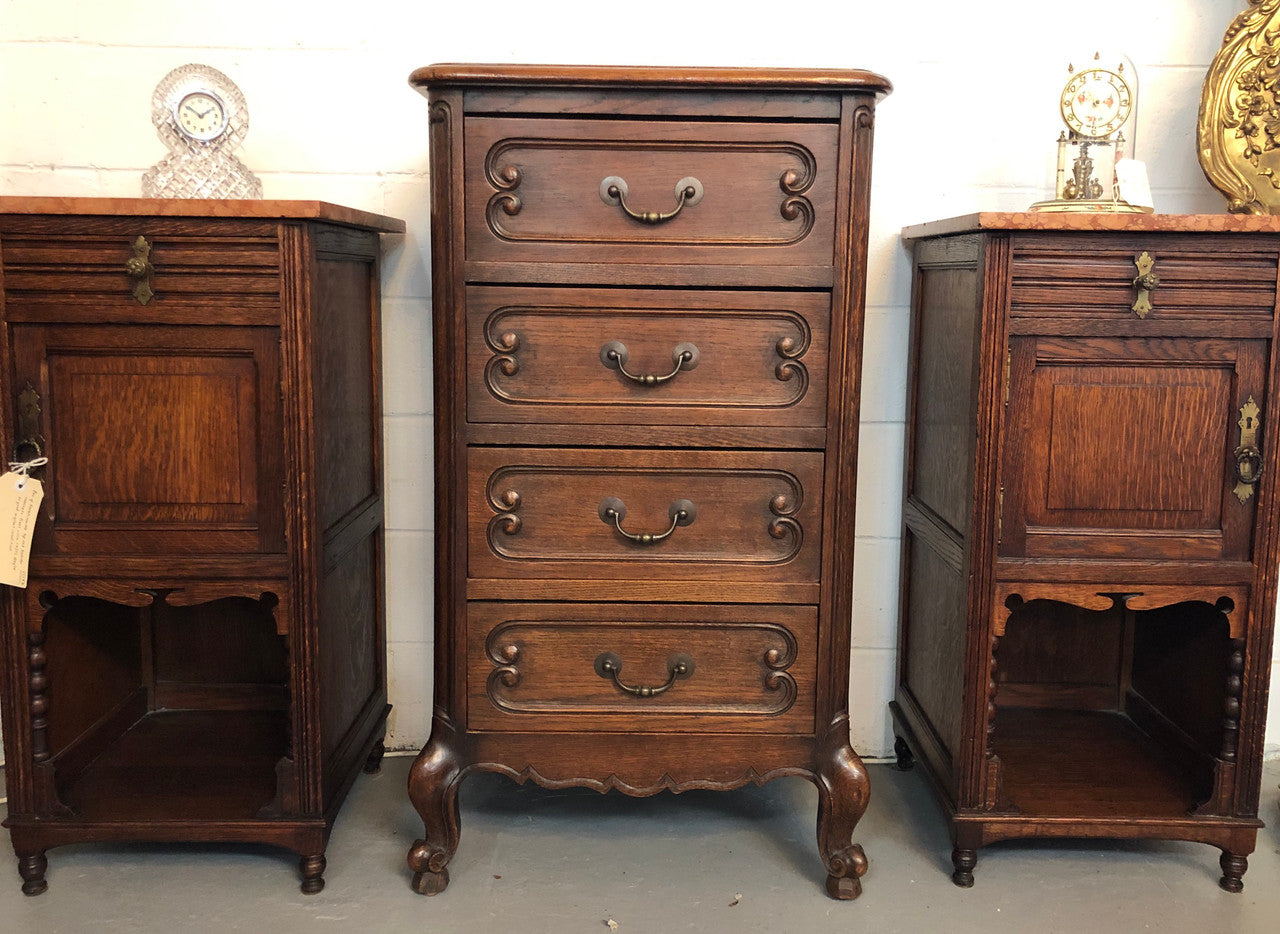 Antique French Oak Louis XV Style 4 Drawer Bedside Cupboard | Antique & Vintage | Moonee Ponds Antiques | Australia Wide Delivery