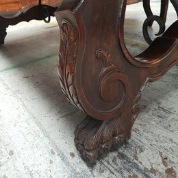 French Oak Spanish Style Parquetry Top Extension Table
