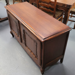A hard to find Louis XV style French two door cabinet which would make an ideal TV cabinet. It has been sourced from France and in good original detailed condition.