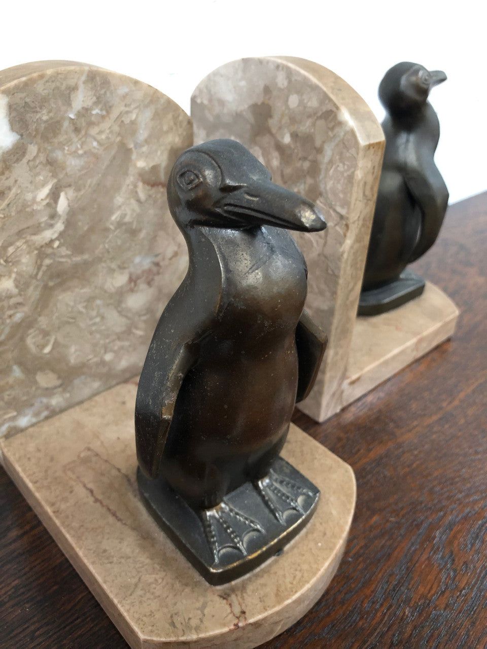 Amazing Pair Of French Art Deco Bronze Penguin Bookends
