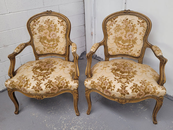 Pair of Vintage French Louis XV Style Chairs in Original Paint