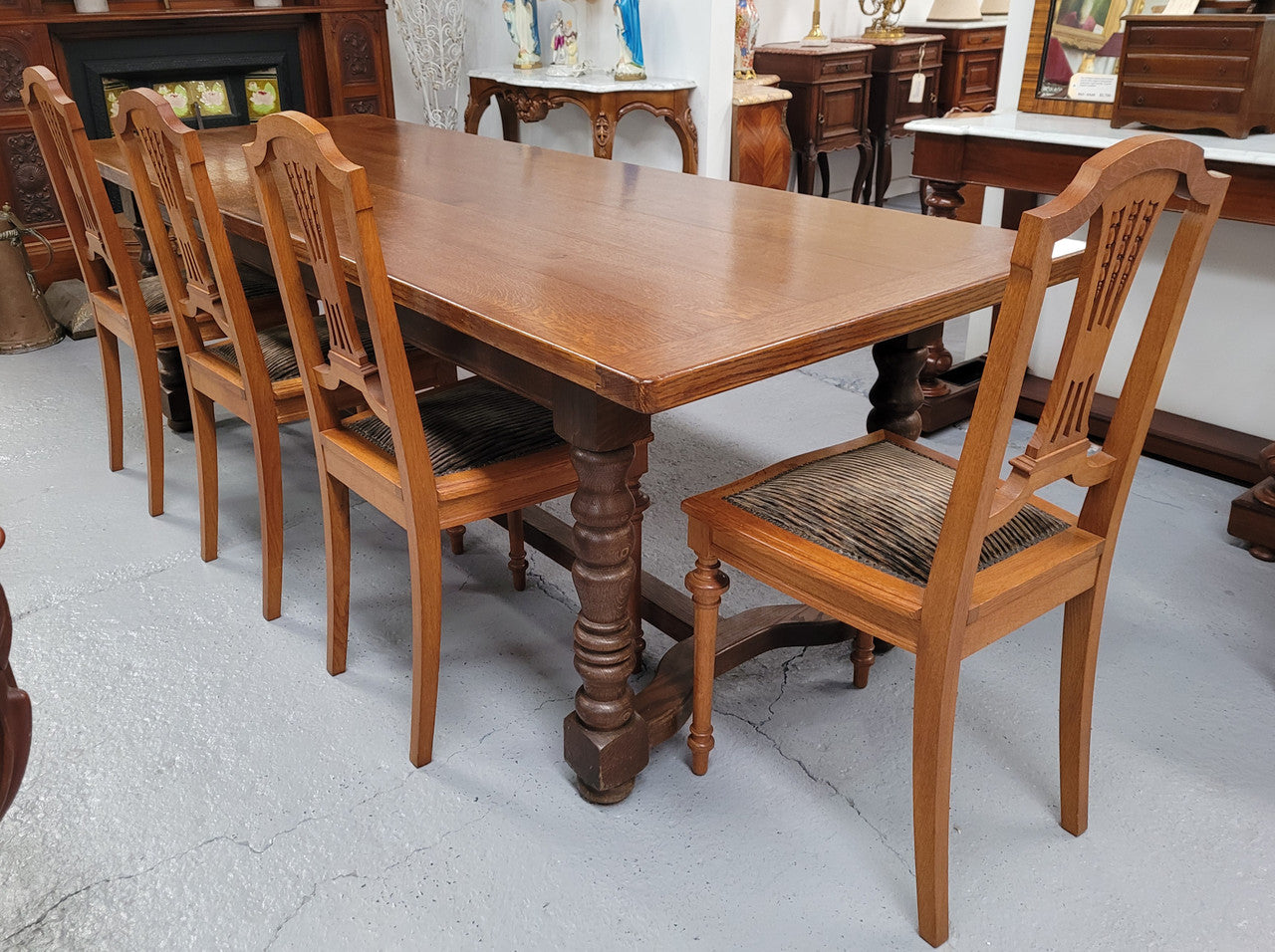Amazing French Oak Stretcher Base Farmhouse Table | Antique & Vintage | Moonee Ponds Antiques | Australia Wide Delivery