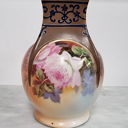 Rare Noritake Vase With Floral Scene