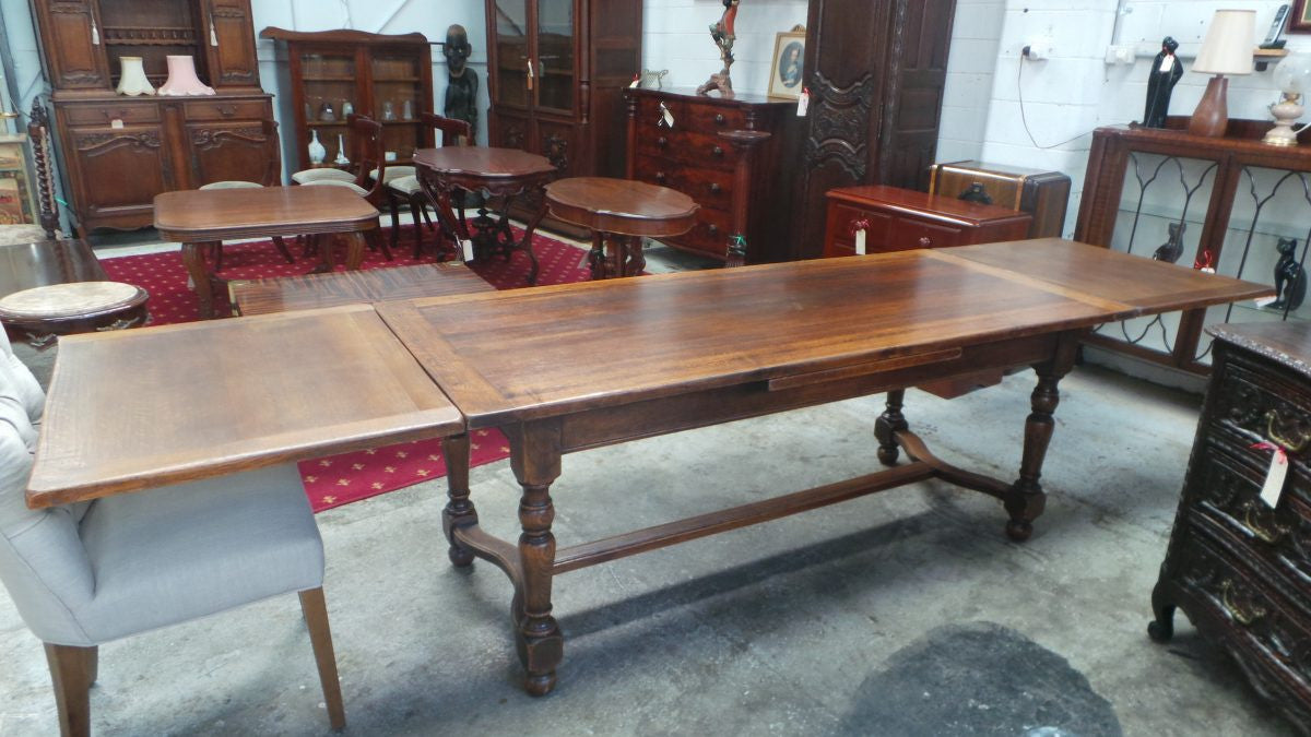 A Large French Farmhouse Oak Extension Table