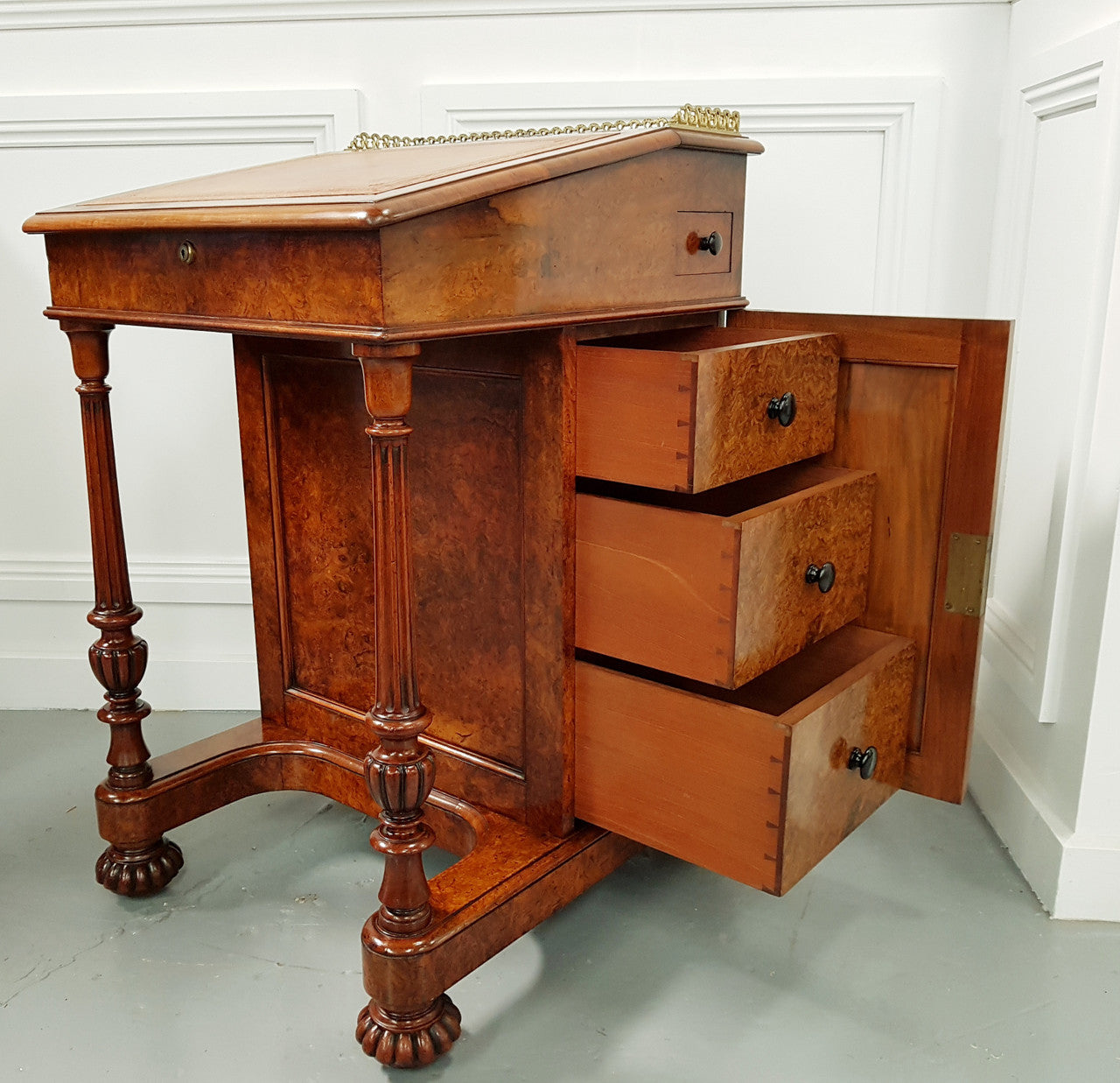Absolutely Stunning William IV Burr Walnut Davenport by Gillows | Antique & Vintage | Moonee Ponds Antiques | Australia Wide Delivery