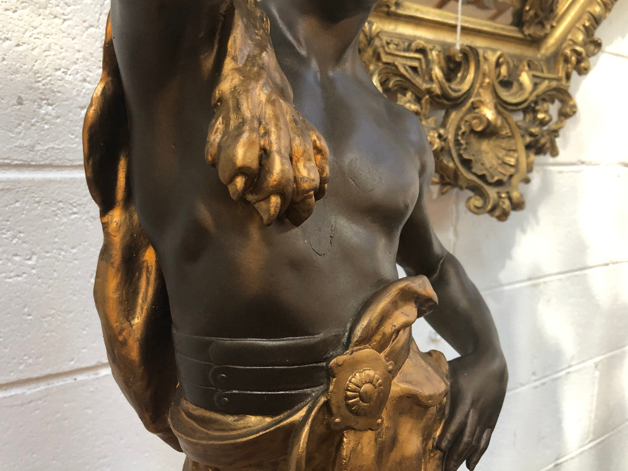 Fabulous French 19th Century cold painted Spelter Statue ( Le Force) in good original condition.
