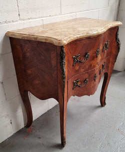 Compact French Louis XV Style Two Drawer Kingwood Marquetry Inlaid Commode | Antique & Vintage | Moonee Ponds Antiques | Australia Wide Delivery