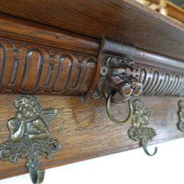 19th Century French Oak Coat Rack-1