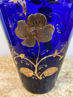 Large Edwardian Bristol Blue & Gilt Enamelled Vase | Antique & Vintage | Moonee Ponds Antiques | Australia Wide Delivery