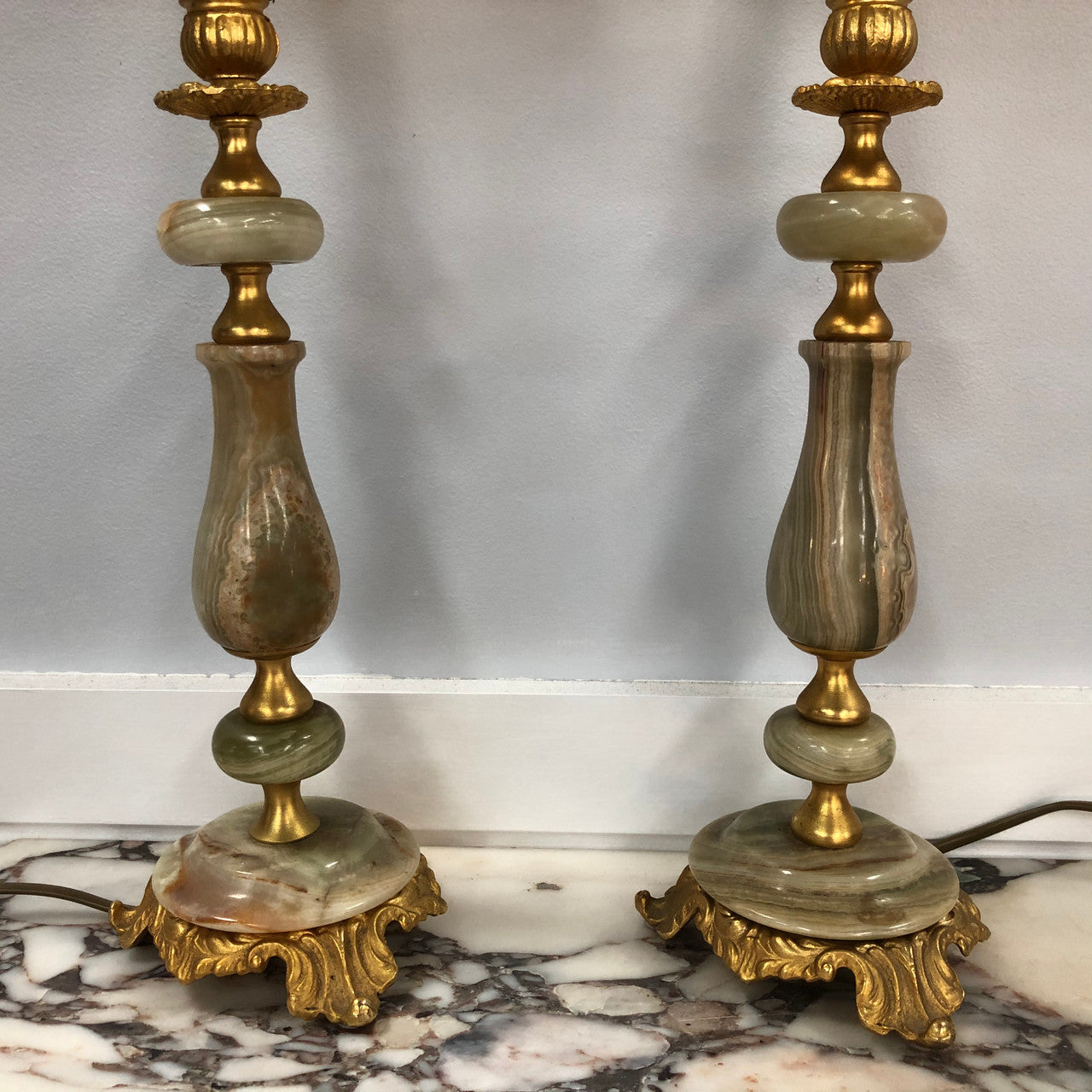 Pair of Vintage Onyx and Marble lamp bases