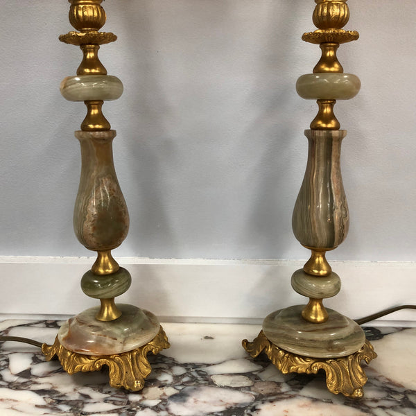 Pair of Vintage Onyx and Marble lamp bases