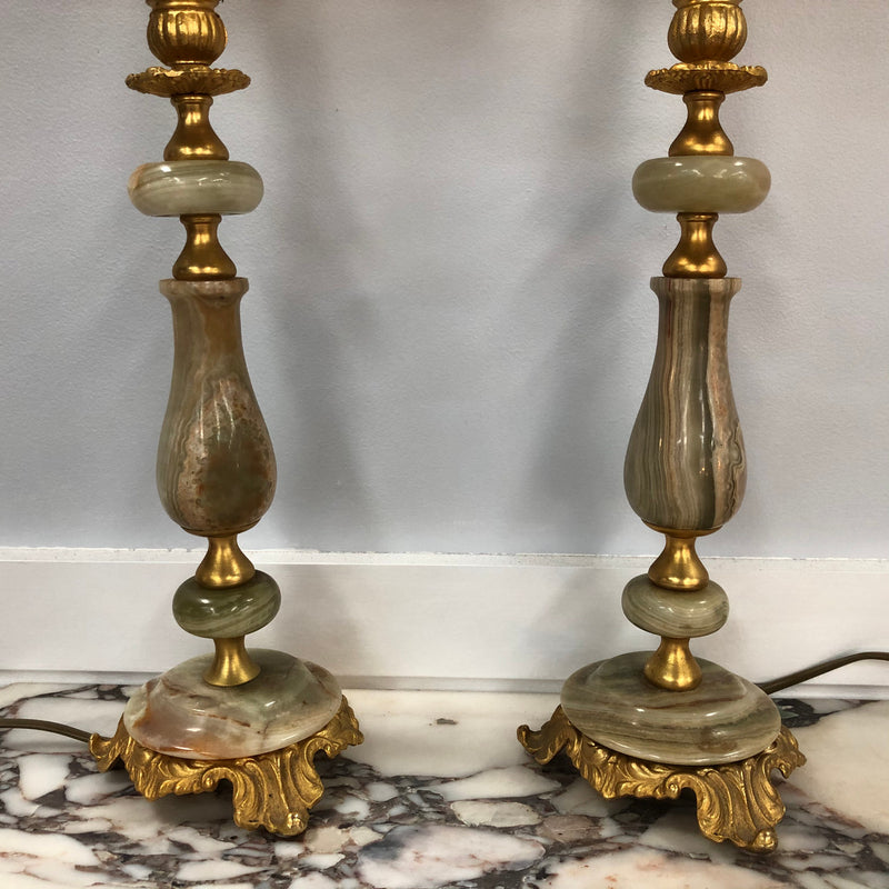 Pair of Vintage Onyx and Marble lamp bases
