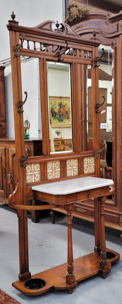 Late Victorian Arts & Crafts Style Marble Top Hallstand | Antique & Vintage | Moonee Ponds Antiques | Australia Wide Delivery
