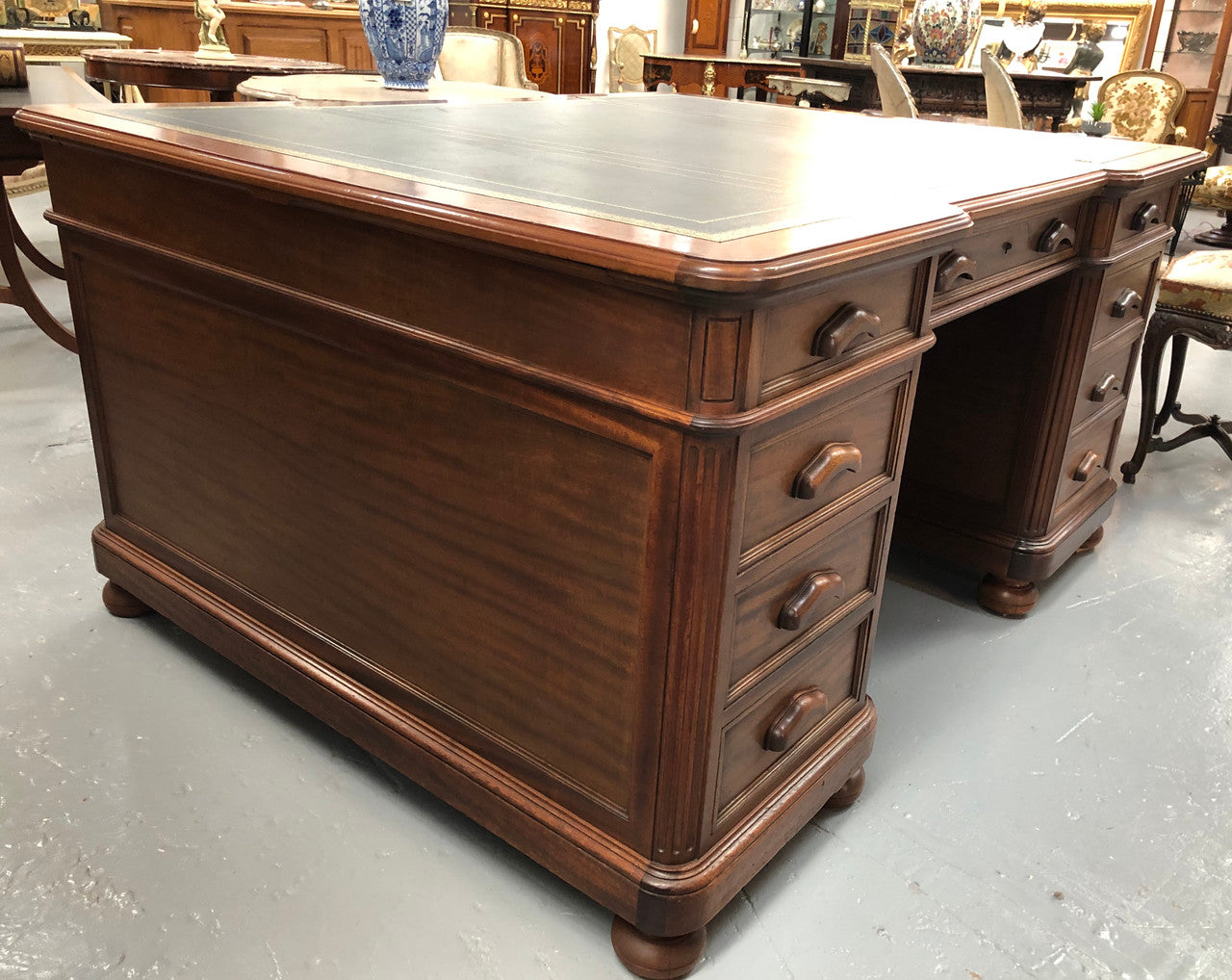 Superb Late 19th Century French Walnut Partners Desk | Antique & Vintage | Moonee Ponds Antiques | Australia Wide Delivery