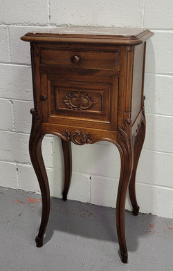 French Louis XV Style Walnut Bedside With Inset Marble Top | Antique & Vintage | Moonee Ponds Antiques | Australia Wide Delivery
