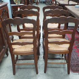 Set of Six French Oak Ladder Back Chairs