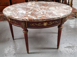 Stunning French Burr Walnut & Marble Top Coffee Table | Antique & Vintage | Moonee Ponds Antiques | Australia Wide Delivery