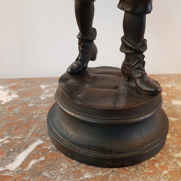 Fabulous French bronze statue of a school boy from the early 20th century. Signed by Marcel Debut ( 1865-1933) and its titled School Boy.
