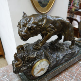 French Cold Painted Spelter And Bronze Set