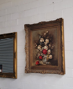 Attractive French Floral Oil On Canvas In Decorative Gilt Frame | Antique & Vintage | Moonee Ponds Antiques | Australia Wide Delivery