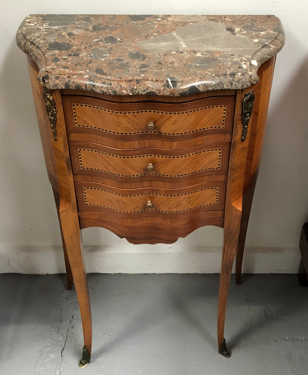 Single French Commode Marble Top Bedside With Ormolu Mounts | Antique & Vintage | Moonee Ponds Antiques | Australia Wide Delivery