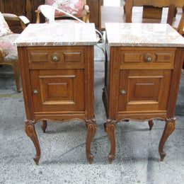 Pair French Oak Bedside Cabinets