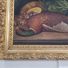 Still Life Oil on Canvas in Decorative Gilt Frame