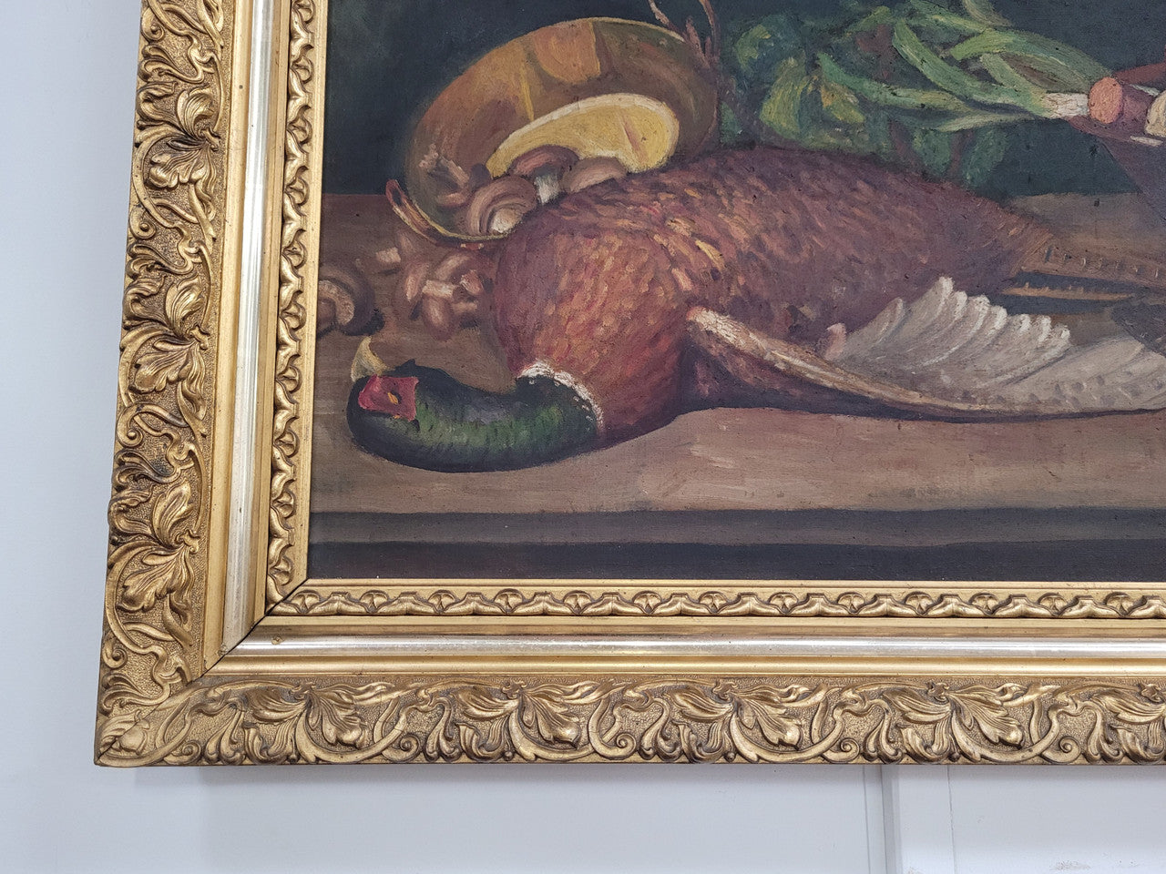 Still Life Oil on Canvas in Decorative Gilt Frame