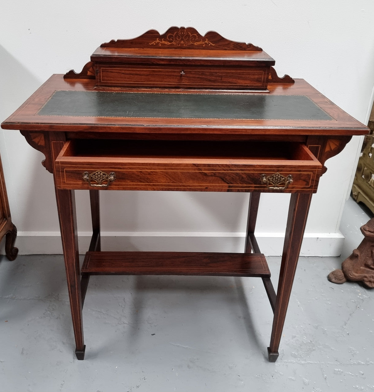 Edwardian Sheraton Style Desk Leather Insert Top | Antique & Vintage | Moonee Ponds Antiques | Australia Wide Delivery