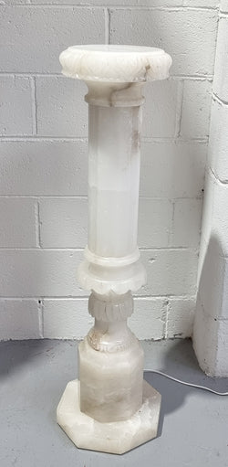 Electrified French White Alabaster Pedestal | Antique & Vintage | Moonee Ponds Antiques | Australia Wide Delivery