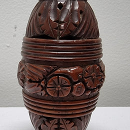 Victorian Hand Carved Coquilla Nut Egg Secret Box