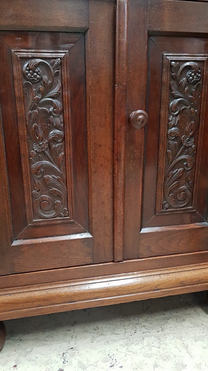 Petite French Oak Carved Two Door Cabinet | Antique & Vintage | Moonee Ponds Antiques | Australia Wide Delivery