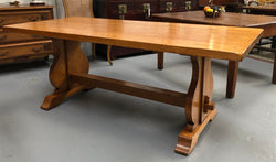 A French Style Oak Stretcher Base Table With Amazing Wood Grain | Antique & Vintage | Moonee Ponds Antiques | Australia Wide Delivery