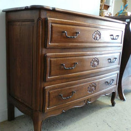 3 Drawer French Oak Louis XV Style Commode
