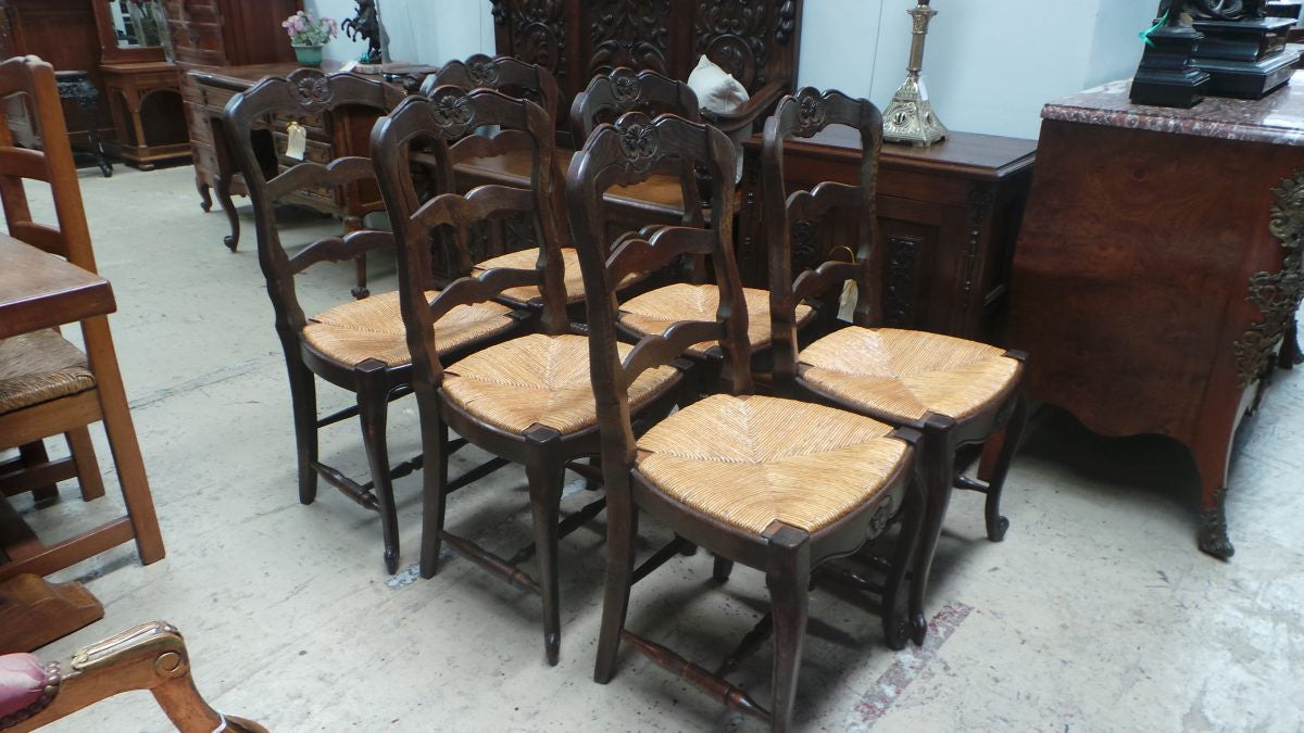 Set of Six French Oak Chairs-2