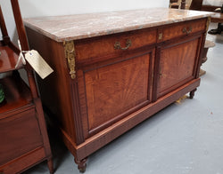 Louis 16th Style Mahogany Marble Top Cupboard With Marquetry Inlay | Antique & Vintage | Moonee Ponds Antiques | Australia Wide Delivery