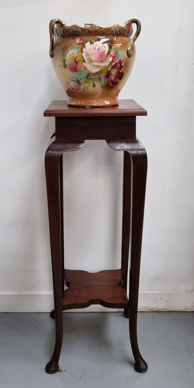 Vintage square two tier Blackwood pedestal/ plant stand. It is in good original detailed condition.